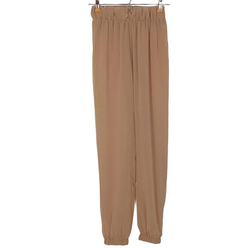 Naked Wardrobe Sheer Pants Joggers Womens Small Nude Neutral Chiffon See Through